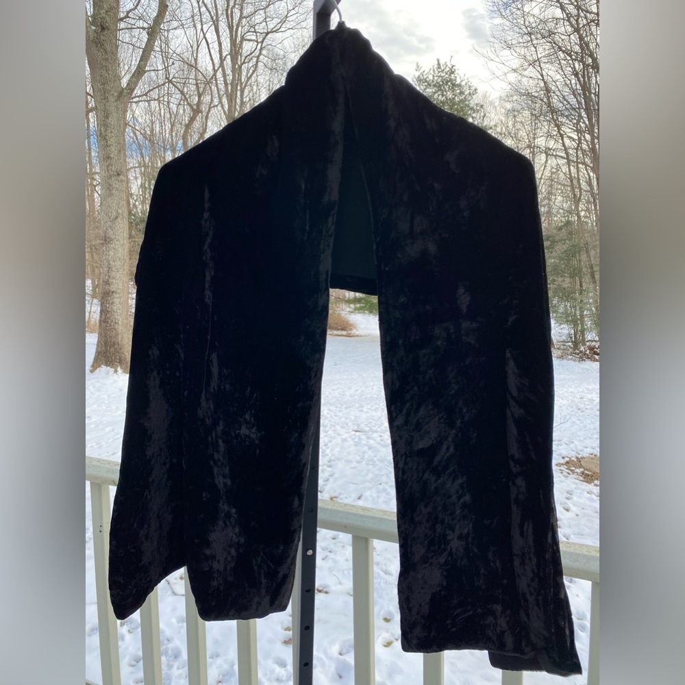 Reversible black velvet and silky scarf - unisex styling.